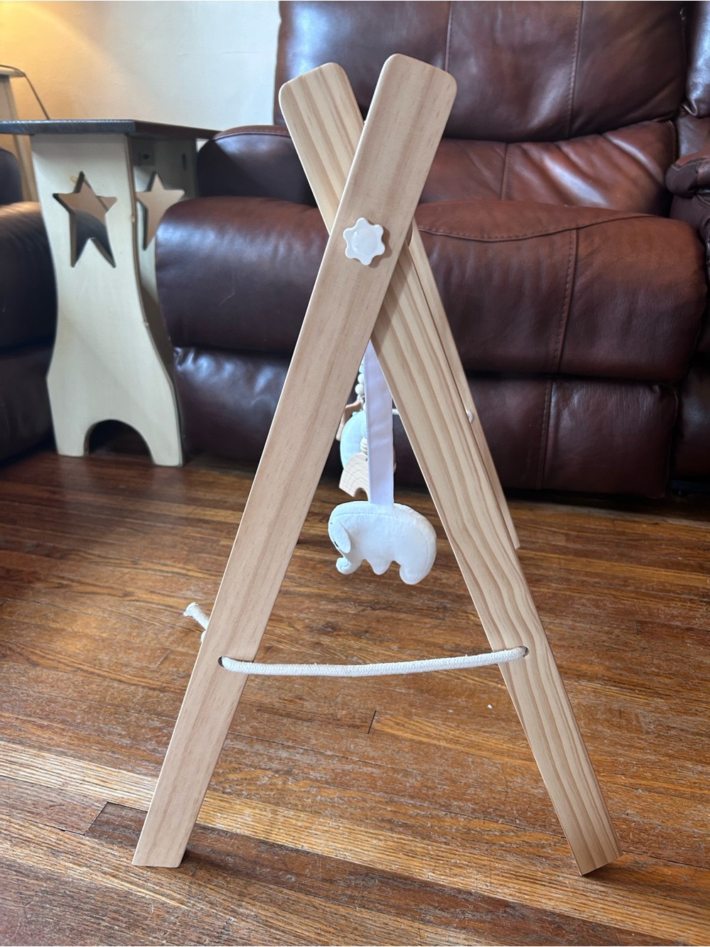 Wooden Baby Play Gym with Hanging Toys - Natural - Picture 2 of 7